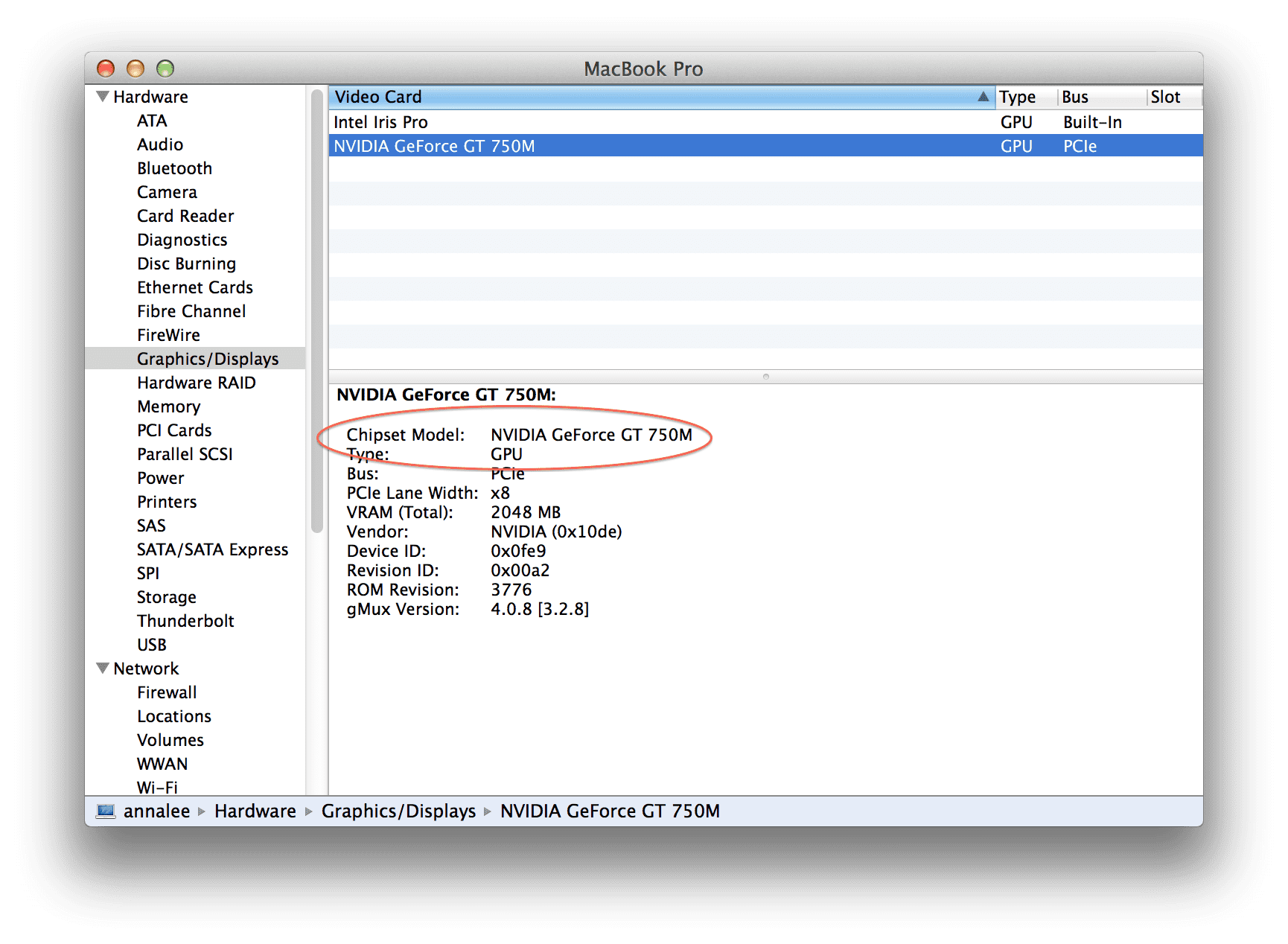 The chipset of my MacBook Pro