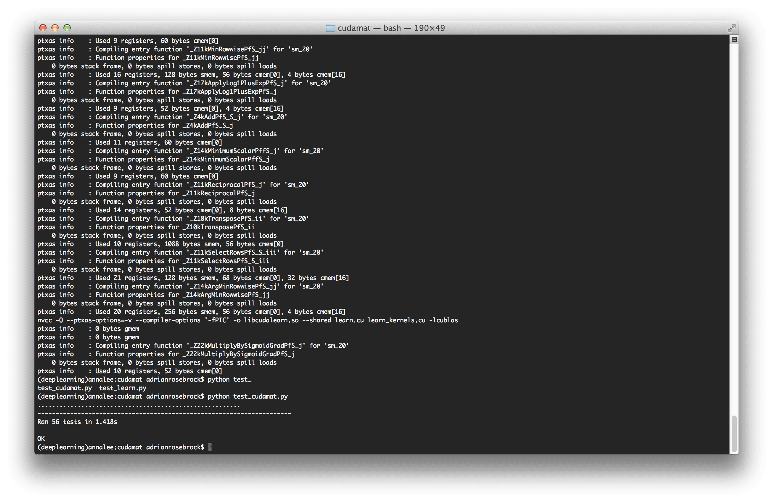 Compiling CUDAMat