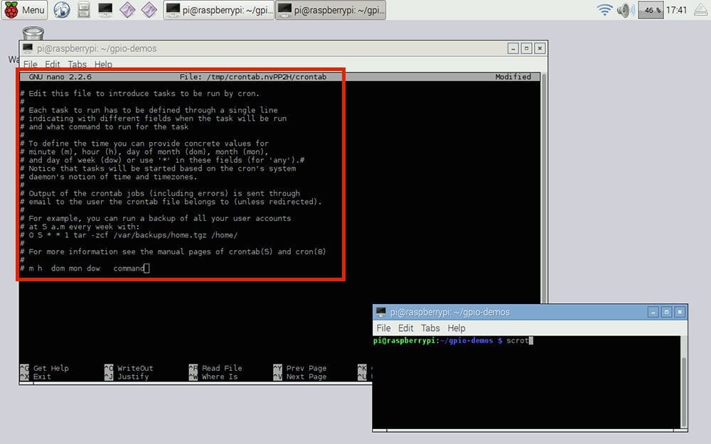Figure 4: An example of crontab file.