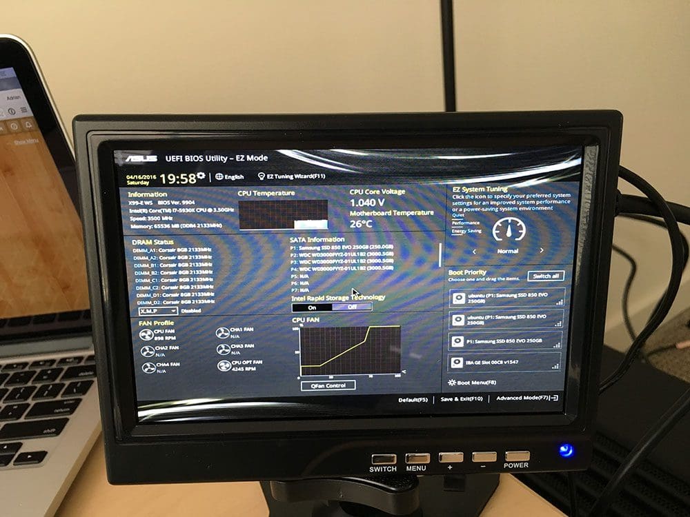 Figure 10: The BIOS dashboard on the NVIDIA DIGITS DevBox.