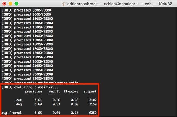 Figure 5: Computing the accuracy of our SGDClassifier with log loss -- we obtain 65% classification accuracy.